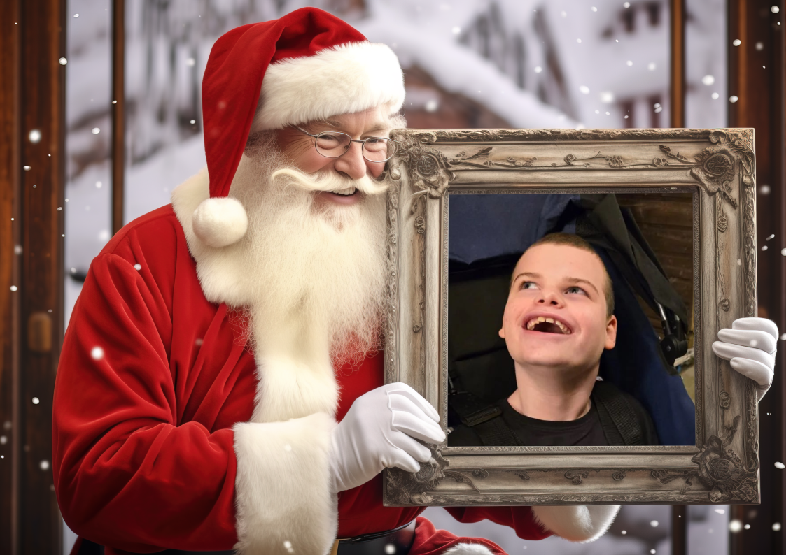 Personalised Digital image of santa holding image in snowglobe or in a photo frame