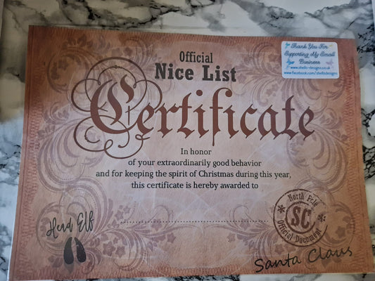 Nice list certificate (Old style)