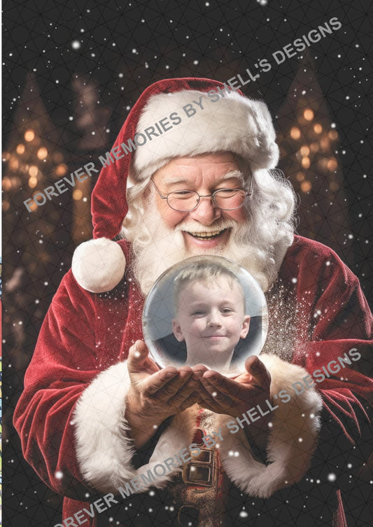 Personalised Digital image of santa holding image in snowglobe or in a photo frame